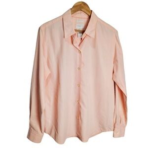 Liz Claiborne Blouse Womens Large Pink Stain Resistant Button Up Silky